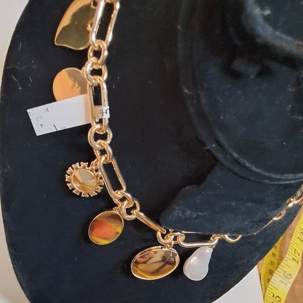 Argento Vivo Goldtone Locket And Charm Necklace NIB